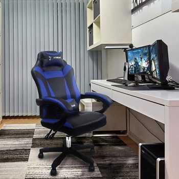 Cadeira Gamer Xtreme Suporta 120 Kg Reclinável Preto E Azul