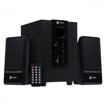 Caixa de Som Vinik 2.1 Groove CXGRO20W Subwoofer com 2x Auto Falantes, Bluetooth 5.0, 20W, Conexão Auxiliar P2, Madeira/Preto - 34858
