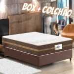 Cama Box Casal Colchão Molas Flora Marrom 138x188x60cm