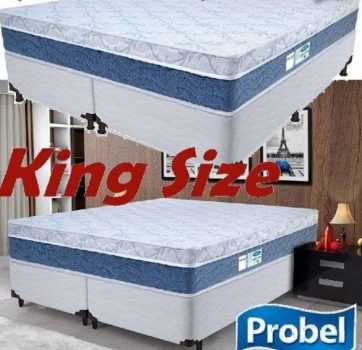 Cama Box King Size (Box + Colchão) ProDormir - Colchões Mola 34cm de Altura Sensitive Blue