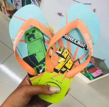 Chinelo Minecraft, Havaianas, Criança Unissex