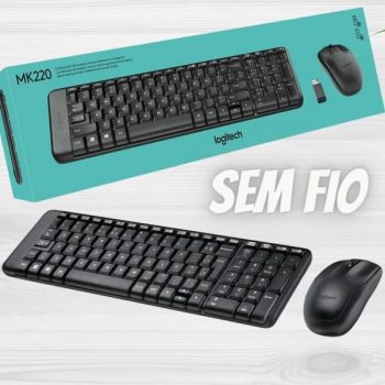 Combo Teclado e Mouse sem fio Logitech MK220 com Design Compacto, Conexão USB, Pilhas Inclusas e Layout ABNT2