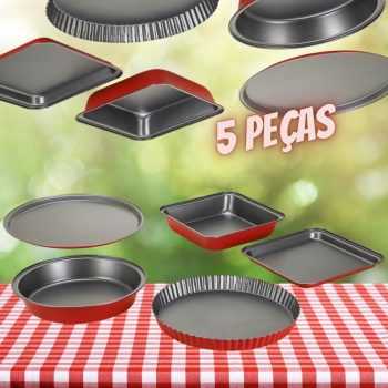 Conjunto de Formas 5 Peças Milano em Aço Carbono - Basic+