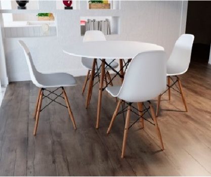 Conjunto Mesa de Jantar 80cm e 4 Cadeiras Eames Branco