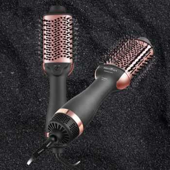 Escova Secadora Britânia Soft BES20 Tourmaline Íon com Cabo Giratório e 1100W Preta/Rose - Bivolt
