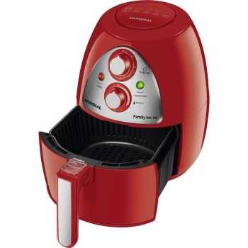 Fritadeira Elétrica Sem Óleo Air Fryer Mondial AF-14 Inox 4 Litros Vermelha com Timer - 1500W