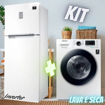 Geladeira Evolution RT38 Inverter Duplex 385L (Bivolt) + Lava e Seca Ecobubble 11.7kg (110V) Branco
