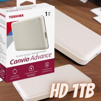 HD Externo Portátil Toshiba 1TB Canvio Advance USB 3.0 Branco - HDTCA10XW3AA