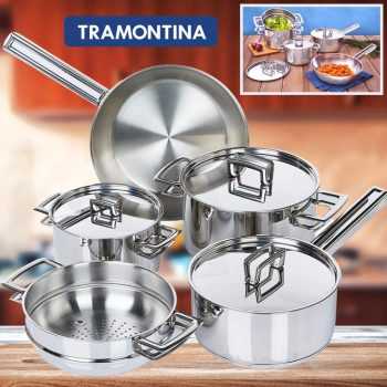 Jogo de Panelas Tramontina Brava 5 Peças Prata