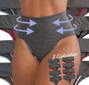 Kit 8 Calcinha Power Fitness Cós Alto Compressão Para Barriga Viére