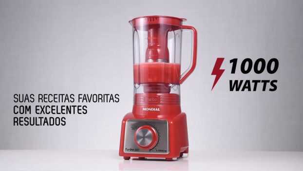 Liquidificador Mondial, Turbo Inox L-1000W, 127V, Vermelho, 3L - L-1000-RI