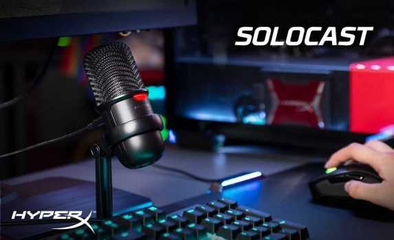 Microfone HyperX Solocast, USB, Compatível PS4, Mac, PC - HMIS1X-XX-BK/G, preto
