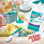 Mop Fit Giratório 3 Em 1 Com Esponja Multiuso + Conj. De Esponja E Escova Com Dispenser E 3 Panos Mulituso - Fun Clean By Flashlimp