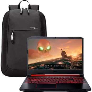 Notebook Gamer Acer Aspire Nitro An515-43-R9k7 Amd R5 8gb (Geforce Gtx1650 4gb) 1tb + 256gb Ssd 15,6'' Fhd Endless Os Preto + Mochila Targus Intellect Essential 15,6" - Black