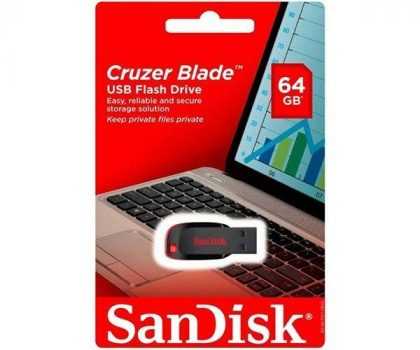 Pen Drive Cruzer Blade, SanDisk, 64GB, SDCZ60-064G-B35