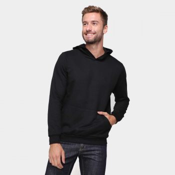 Blusa Moletom Basicamente Com Capuz Masculino - Preto