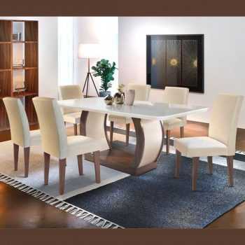 Sala de Jantar Milena LAQ. 180 C/ 06 cadeiras grécia BRANCO