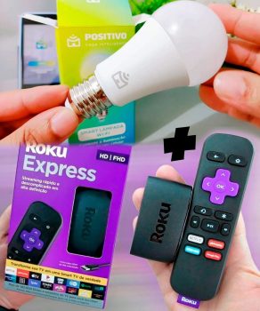 Smart Lâmpada Wi-Fi Positivo + Roku Express Dispositivo de Streaming