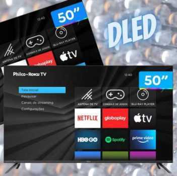 Smart TV Philco PTV50RCG70BL Roku 50" Polegadas, 4K UltraHD D-Led, Borda Infinita, Quad Core, Preta