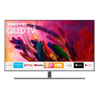 Smart TV QLED 55" Samsung 2018 QN55Q7FNAGXZD Ultra HD 4k Com Conversor Digital 4 HDMI 3 USB Wi-Fi Única Conexão Invisível Modo Ambiente e Pontos Quânticos - Prata