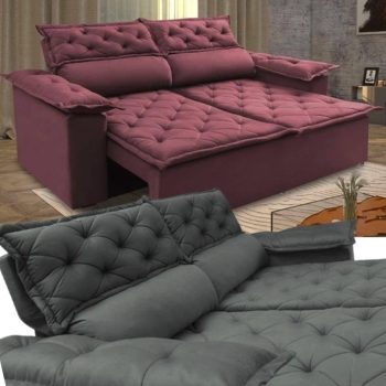 Sofá 3 Lugares Retrátil e Reclinável Cama inBox Compact 1,80m Velusoft ( 8 cores )