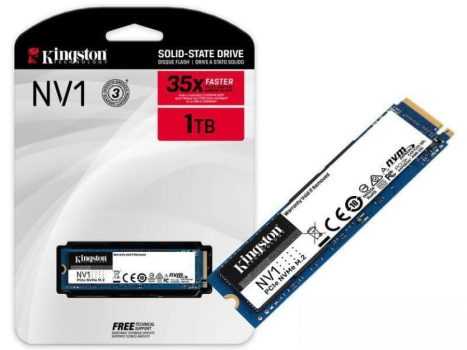 SSD Kingston NV1 1TB,M.2 2280 NVMe, Leitura: 2100MB/s e Gravação: 1700MB/s - SNVS/1000G