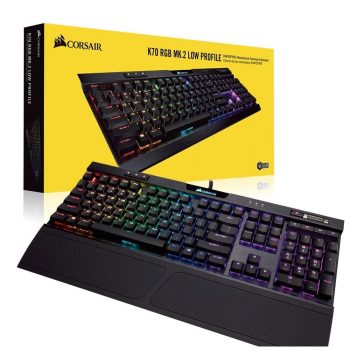 Teclado Mecânico Gamer Corsair K70 MK.2 RGB LOW PROFILE RAPIDFIRE Switch Cherry MX Speed - CH-9109018-NA