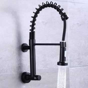 Torneira Gourmet Prizi Preta de Parede - KE-6115