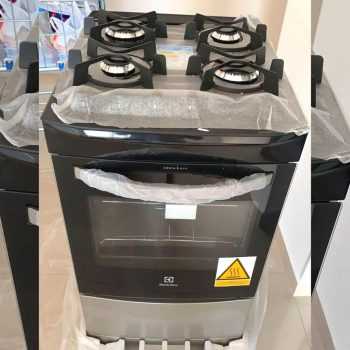 Fogão 4 Bocas Electrolux Prata Automático com Mesa de Vidro e Porta Full Glass  52LSV
