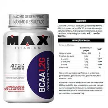 BCAA com Vitamina B6-120 Tabletes, Max Titanium, 1.2 g