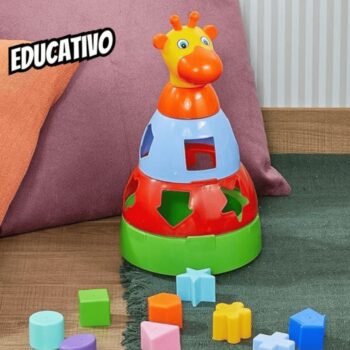 Brinquedo Educativo Girafa Didática com Blocos Merco Toys, cores sortidas, 1 unidade
