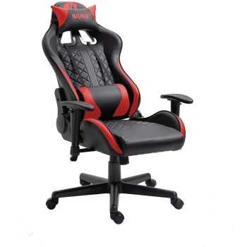 Cadeira Gamer Profissional Snake Mamba negra reclinável giratória preta e vermelha 9183