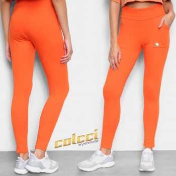 Calça Colcci Moletinho Cintura Alta Feminina -  Laranja