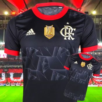 Camisa Flamengo III 21/22 s/n° Torcedor Adidas Masculina - Preto+Vermelho