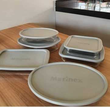 Conjunto de Assadeiras em Vidro com Tampa Plástica Marinex – 6 Peças