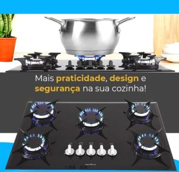 Cooktop 5 Bocas Britânia a Gás GLP Preto - BCT5P