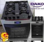 Fogão 4 bocas Dako Supreme Timer Glass Titanium com mesa de vidro Bivolt