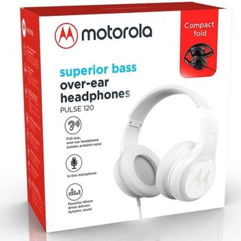 Fone de Ouvido Motorola PULSE 120 com Microfone, Conexão 3.5mm, Branco - SH060WH