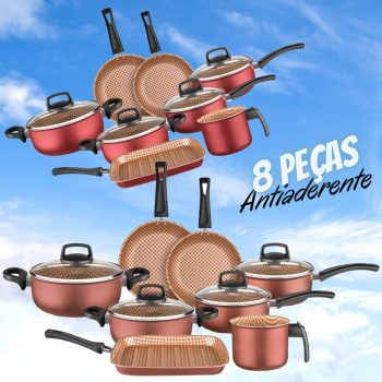 Jogo de Panelas 8 Peças Antiaderente Trevalla Flora