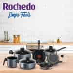 Jogo de Panelas Rochedo Limpa Fácil, Grafite, 7 Peças