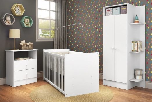 Jogo De Quarto Infantil Trevalla Móveis Pom Pom 3 Peças