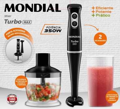 Mixer e Processador Mondial, Turbo Max, 127V, Preto, 350W - M-13