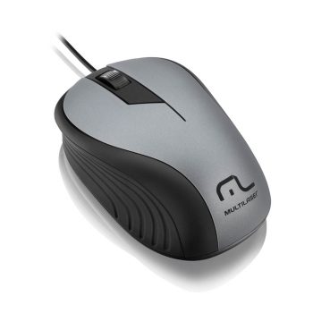 Mouse Multilaser Emborrachado Cinza E Preto Com Fio Usb - MO225