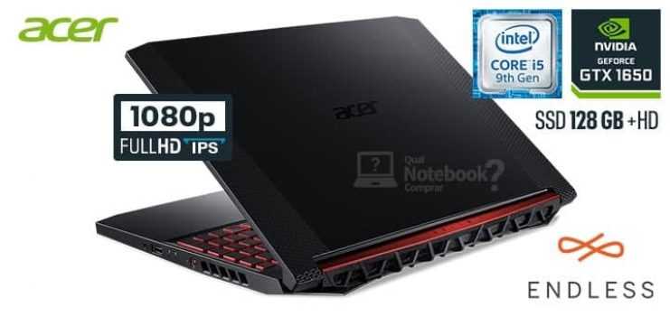 Notebook Gamer Acer Nitro 5 AN515-54-58CL Intel i5 1TB+128SSD Endless OS placa GTX1650 4GB