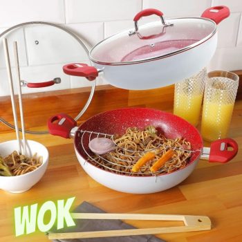 Panela Wok com tampa Power Taste - 28 cm - La Cuisine
