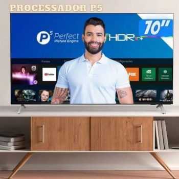 Smart TV 70'' Philips 70PUG7625/78 4K UHD P5 HDR10+ Dolby Vision Atmos Bluetooth WiFi Preto Bordas Ultrafinas