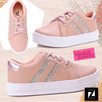 Tênis Infantil Menina Fashion Listras Brilho Feminino