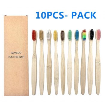10 pcs. Natural Bamboo Toothbrush Set