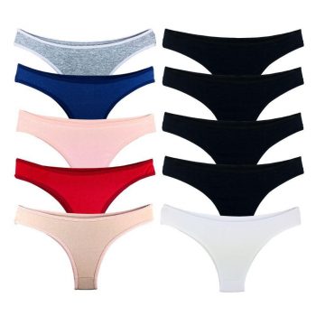 Kit 10 Calcinhas Fio Dental Try Basics Algodão Cotton Básica Lisa Moda Lingerie