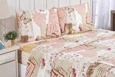 Jogo De Cama Bouti Lençol Casal Padrão Com 04 Peças Estampado Patchwork Rose